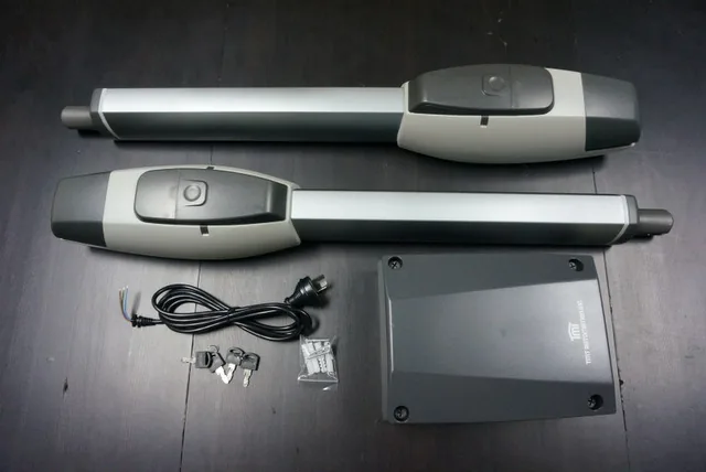 Swing gate opener kit: two arms, control box and wiring